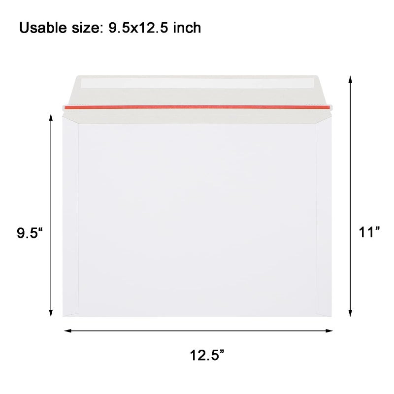 zmybcpack 50 Pack Rigid Mailers 9.5x12.5 inch, Self Seal Photo Document Mailers Stay Flat White Cardboard Shipping Envelopes Photography Mailers for Document, Photos, Papers, Files, CD - Image 2